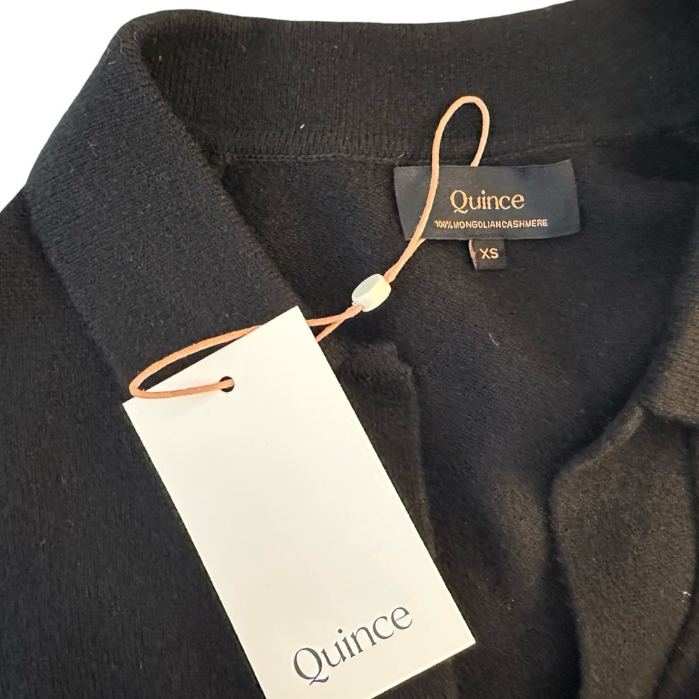 Quince NWT Mongolian Cashmere Polo Sweater Women’s Black Size XS - Picture 4 of 7